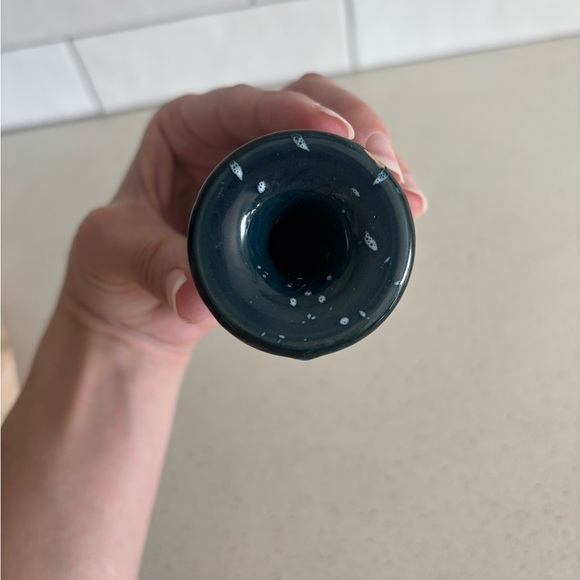 Vintage Made In Italy Bud Vase Mid Century Modern 6 inches Teal Yellow Speckled - Picture 5 of 6